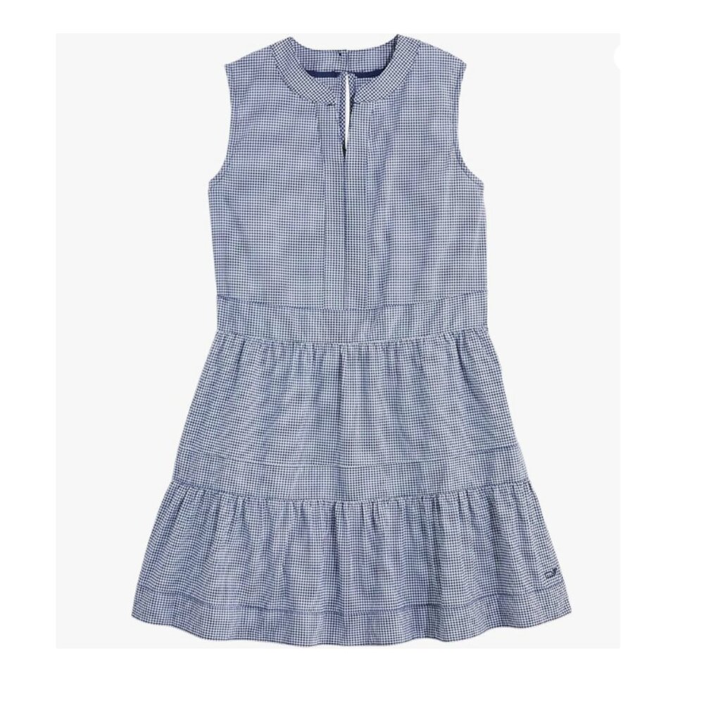 Vineyard Vines Blue and White Tiered Ruffled Sundress